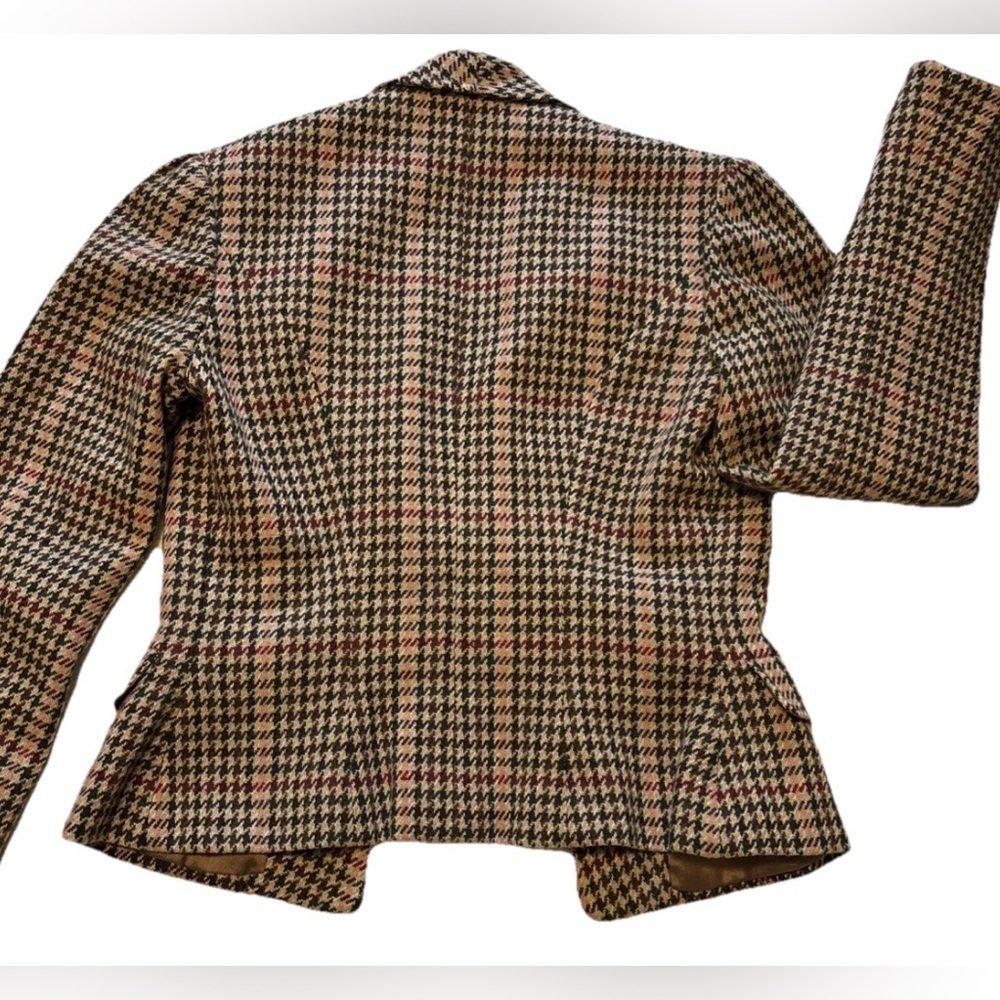 Vintage 1980’s Ralph Lauren Blazer Wool Herringbone Plaid USA Women’s Jacket 8 - Picture 9 of 11